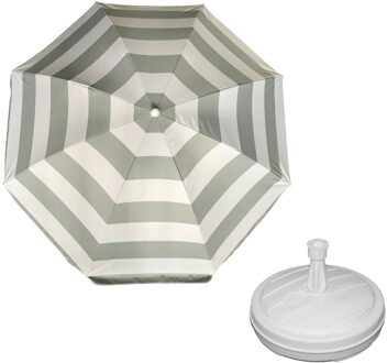 Parasol - zilver - D140 cm - incl. draagtas - parasolvoet - 42 cm