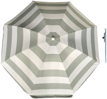 Parasol - Zilver/wit - D140 cm - incl. draagtas - parasolharing - 49 cm - Parasols Zilverkleurig