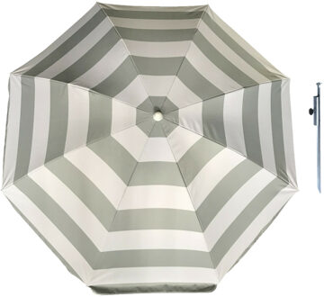 Parasol - Zilver/wit - D180 cm - incl. draagtas - parasolharing - 49 cm - Parasols Zilverkleurig