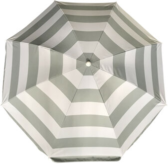 Parasol - zilver/wit - gestreept - D140 cm - UV-bescherming - incl. draagtas - Parasols Zilverkleurig