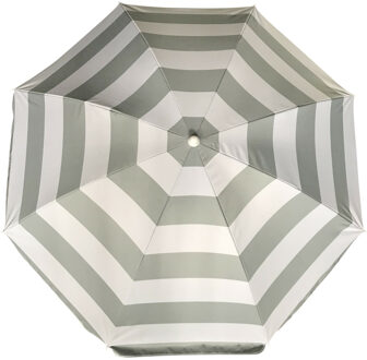 Parasol - zilver/wit - gestreept - D160 cm - UV-bescherming - incl. draagtas - Parasols Zilverkleurig