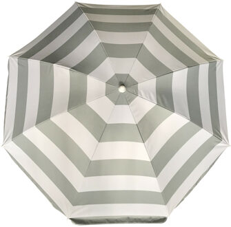 Parasol - zilver/wit - gestreept - D180 cm - UV-bescherming - incl. draagtas - Parasols Zilverkleurig