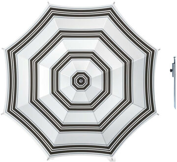 Parasol - Zwart/wit - D160 cm - incl. draagtas - parasolharing - 49 cm