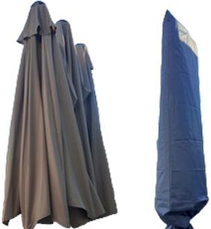 Parasolhoes voor Dubbele Parasol - Zilvergrijs - 250x55x60 cm - 3 Koppige parasolhoes - DIAMOND