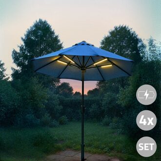 Parasolverlichting batterij set Warm Wit - 4 lichtlijnen