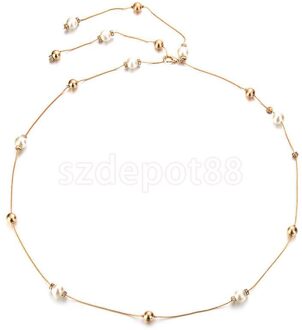 Parel Diamante Diamond Dames Taille Chain Charm Riem Zilver Goud One Size Fit Alle