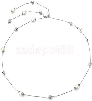 Parel Diamante Diamond Dames Taille Chain Charm Riem Zilver Goud One Size Fit Alle