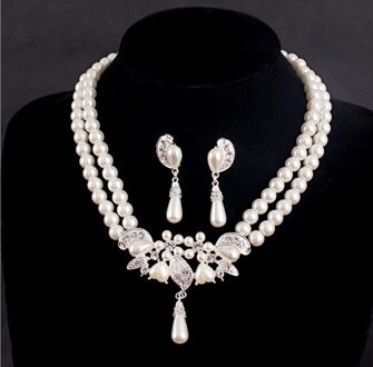 Parel Kettingen Earring Bridal Hanger Prachtige Party Show Pageant Ketting Voor Bruiloft EE9003