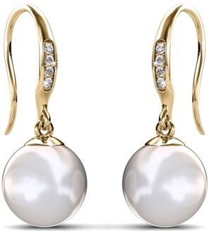 Parelhaak oorbellen - Goud en kristal - One Size