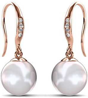 Parelhaak oorbellen - Roségoud en kristal