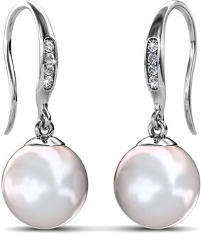 Parelhaak oorbellen - Zilver en kristal