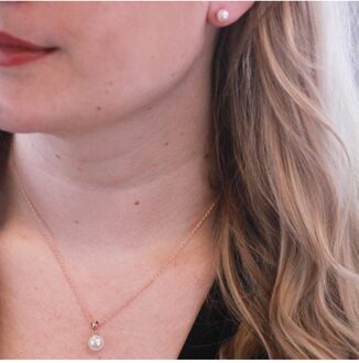 Parelmoer sets - Oostenrijkse parel van zeer hoge kwaliteit Roségoud - One Size