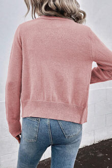 Parelversierde Gebreide Cardigan Roze