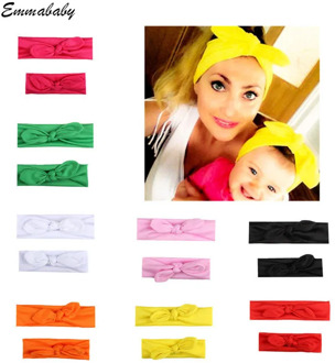 Parent-child Accessories Mama Baby Girl Headbands Elastic Bow Knotted Turban Hair Band Headband Solid Bowknot Headband 2Pcs Sets