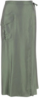 Pareo Skirt With Iridescent Effect Aspesi , Green , Dames - M,S,Xs,2Xs