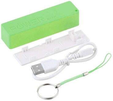 Parfum Vierkante Ac/Dc Adapters Mobiele Power Case Box Usb 18650 Batterij Cover Sleutelhanger Voor Iphone Voor samsung MP3 groen