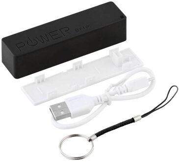 Parfum Vierkante Ac/Dc Adapters Mobiele Power Case Box Usb 18650 Batterij Cover Sleutelhanger Voor Iphone Voor samsung MP3 zwart