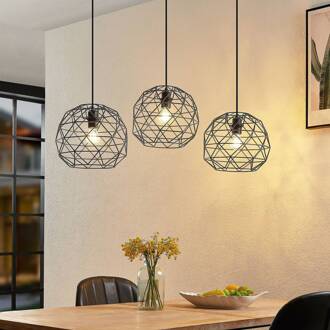 Paridimo hanglamp van staal, 3-lamps zwart