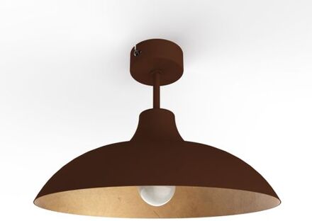 Parigina Plafondlamp, 1x E27, Metaal, Bruin Corten/blad Gouden, D.30cm
