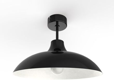 Parigina Plafondlamp, 1x E27, Metaal, Zwart Briljant/wit, D.30cm