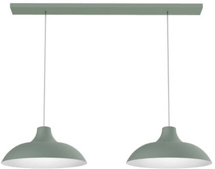 Parigina Track Hanglamp, 2x E27, Groen Iceberg/wit, D.30cm L.70cm
