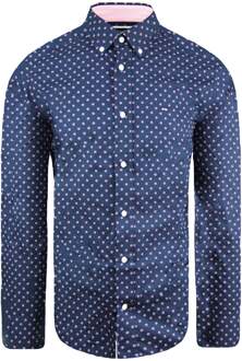 Paris Oval Bloemen Heren Navy Shirt Blauw