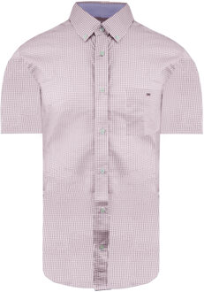 Paris Regelmatig Geruit Heren Roze Overhemd Wit - S