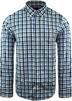 Paris Regular Geruit Heren Blauw Oxford Overhemd - maat