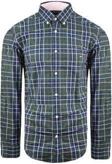 Paris Regular Heren Grijs Oxford Overhemd Groen