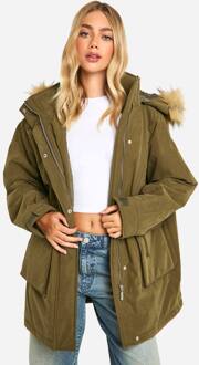 Parka Met Capuchon En Zakdetail, Khaki - 40