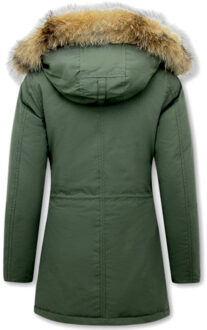 Parka winterjas met bontkraag groot Groen - S