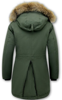Parka winterjas met bontkraag groot Groen
