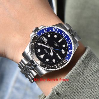 Parnis 40mm Mechanical Watch Men Luxury Brand Ceramic Bezel Luminous Waterproof Sapphire Calendar GMT Automatic Wristwatch Men