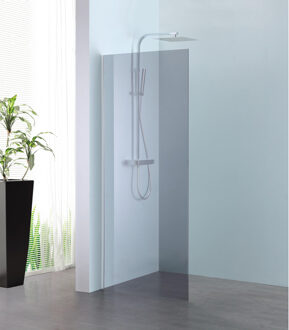 Parri walk-in 100x200cm zilver profiel en grijs glas met clean coating