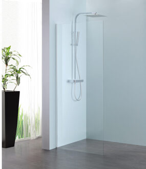 Parri walk-in 100x200cm zilver profiel en helder glas met clean coating