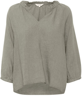 Part Two Linnen Blouse met Ruchedetail Part Two , Gray , Dames - L