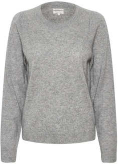 Part Two Ronde Hals Gebreide Trui - Evina Sweater Part Two , Gray , Dames - XL