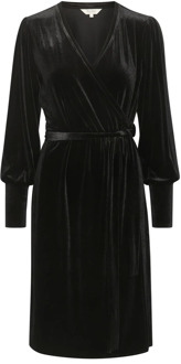 Part Two Zwarte jurk met opgeblazen mouwen en V-hals Part Two , Black , Dames - L