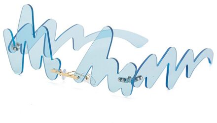 Partij Grappige Zonnebril Vrouwelijke Persoonlijkheid Cool Onregelmatige Wave Zonnebril Vrouwelijke Brief Kloppend Zonnebril Zonnebril Blauw
