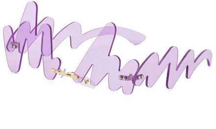 Partij Grappige Zonnebril Vrouwelijke Persoonlijkheid Cool Onregelmatige Wave Zonnebril Vrouwelijke Brief Kloppend Zonnebril Zonnebril Paars