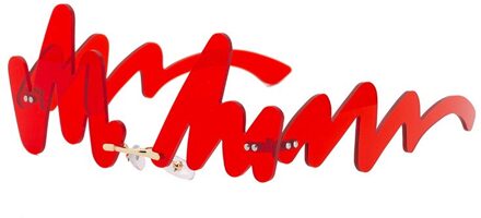 Partij Grappige Zonnebril Vrouwelijke Persoonlijkheid Cool Onregelmatige Wave Zonnebril Vrouwelijke Brief Kloppend Zonnebril Zonnebril Rood