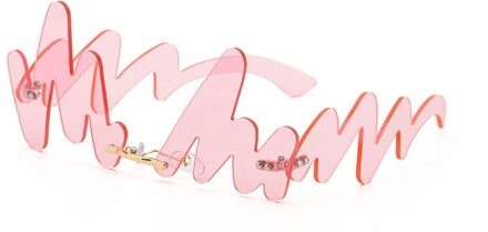 Partij Grappige Zonnebril Vrouwelijke Persoonlijkheid Cool Onregelmatige Wave Zonnebril Vrouwelijke Brief Kloppend Zonnebril Zonnebril Roze