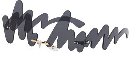 Partij Grappige Zonnebril Vrouwelijke Persoonlijkheid Cool Onregelmatige Wave Zonnebril Vrouwelijke Brief Kloppend Zonnebril Zonnebril zwart salt