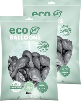 Party ballonnen eco/biologisch afbreekbaar - 200x - zilver - Milieuvriendelijke Feestversiering