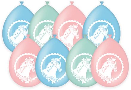 Party Ballonnen Paarden Dreams (8st) Groen, Roze, Wit - Transparant, Blauw