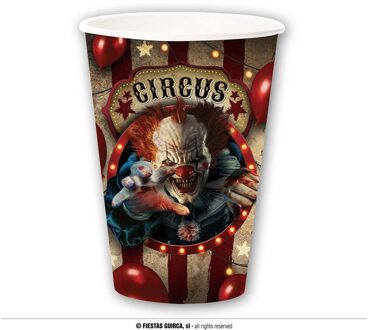 Party Bekers Halloween Circus Horror Clown (6st) Multikleur - Print