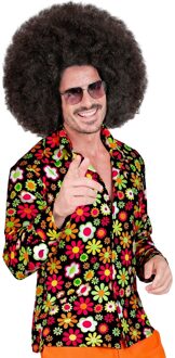 Party Blouse 60's Bloemen Heren Zwart, Multikleur - Print