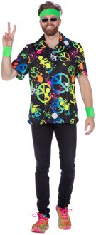 Party Blouse Heren Peace Hippie Neon Multikleur - Print