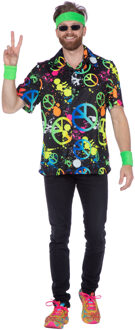 Party Blouse Heren Peace Hippie Neon Multikleur - Print