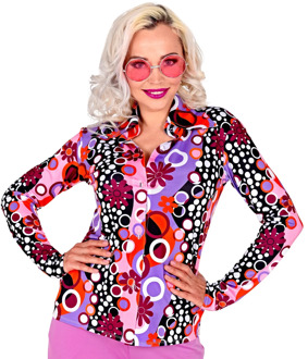 Party Blouse Paars 70's Groovy Dames Paars - Lila, Multikleur - Print